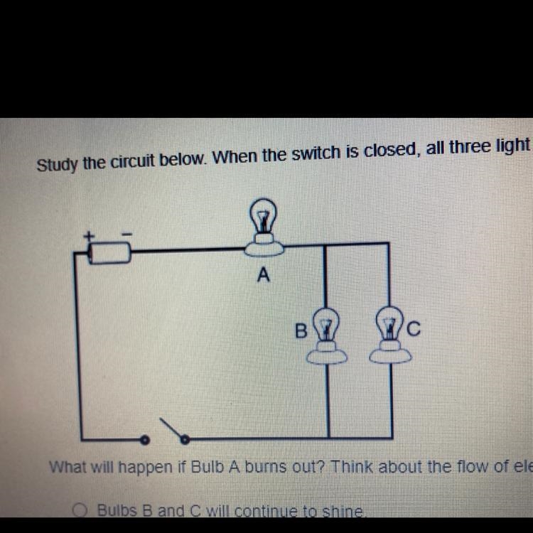 What will happen if Bulb A burns out?-example-1