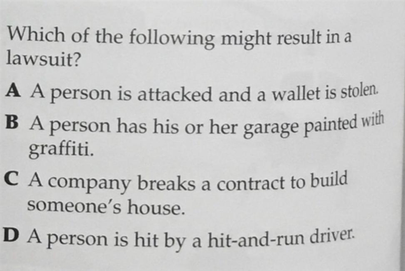 Which of the following might result in a lawsuit?-example-1