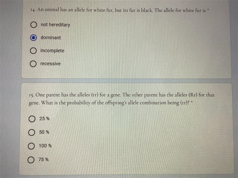 I need help with 14 and 15 I answered 14 but want to know if it correct-example-1