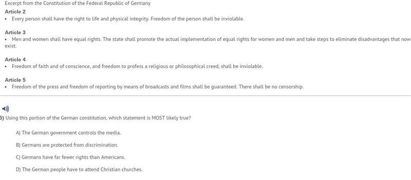 Using this portion of the German constitution, which statement is MOST likely true-example-1