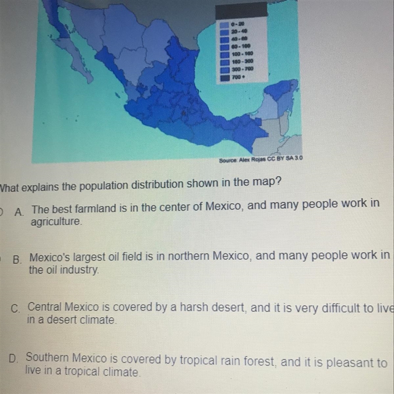 What explains the population distribution shown in the map?-example-1