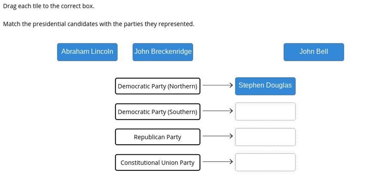 Match the presidential candidates with the parties they represented.-example-1