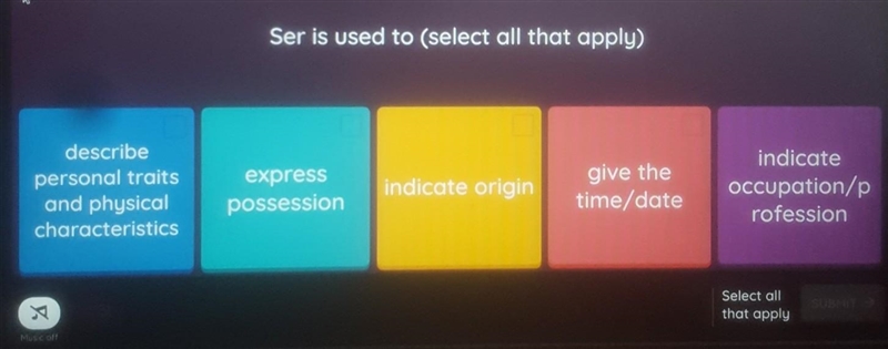 Ser is used to (select all that apply)​-example-1