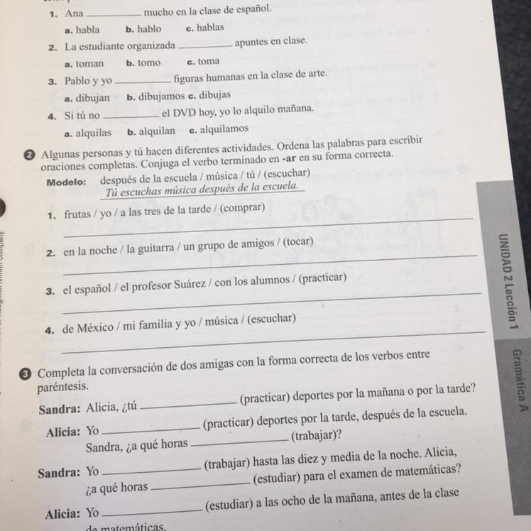 I need help on this spanish 1 questions-example-1