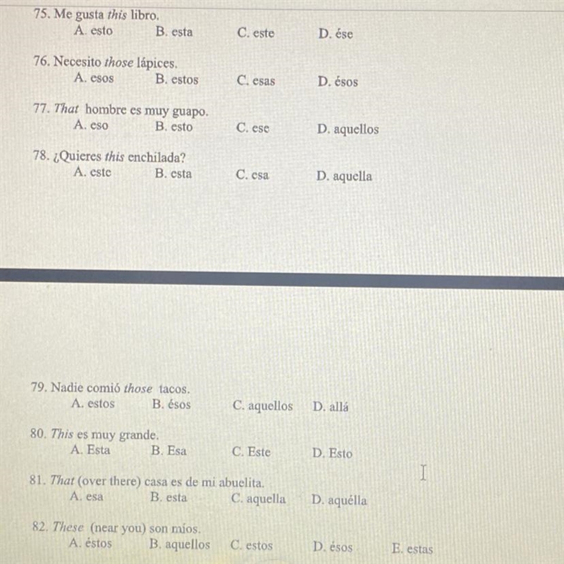 VIII. ADJETIVOS Y PRONOMBRES DEMOSTRATIVOS Answer all for the branleast-example-1