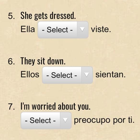 PLEASE HELP!! choose the appropriate reflexive pronoun the options are me, te, se-example-1