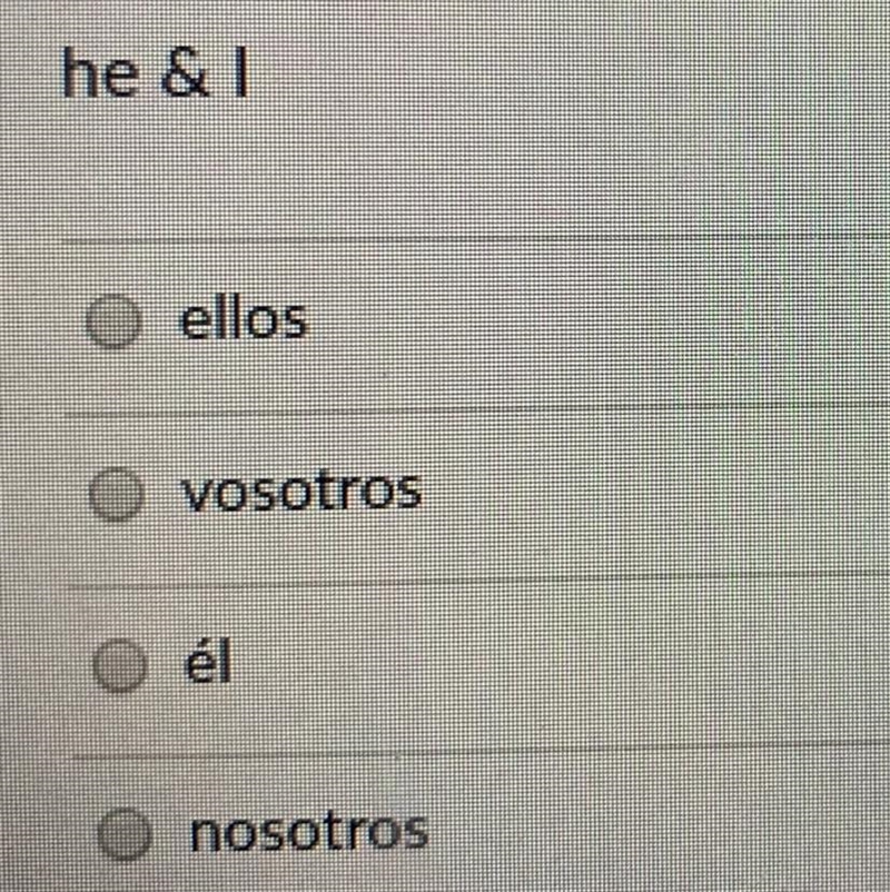 HELPPP!!!! choose the spanish subject pronoun that would replace the given subject-example-1