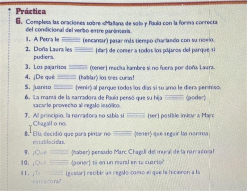 completa las oraciones sobre la eManana de sola y paula con la forma correcta del-example-1