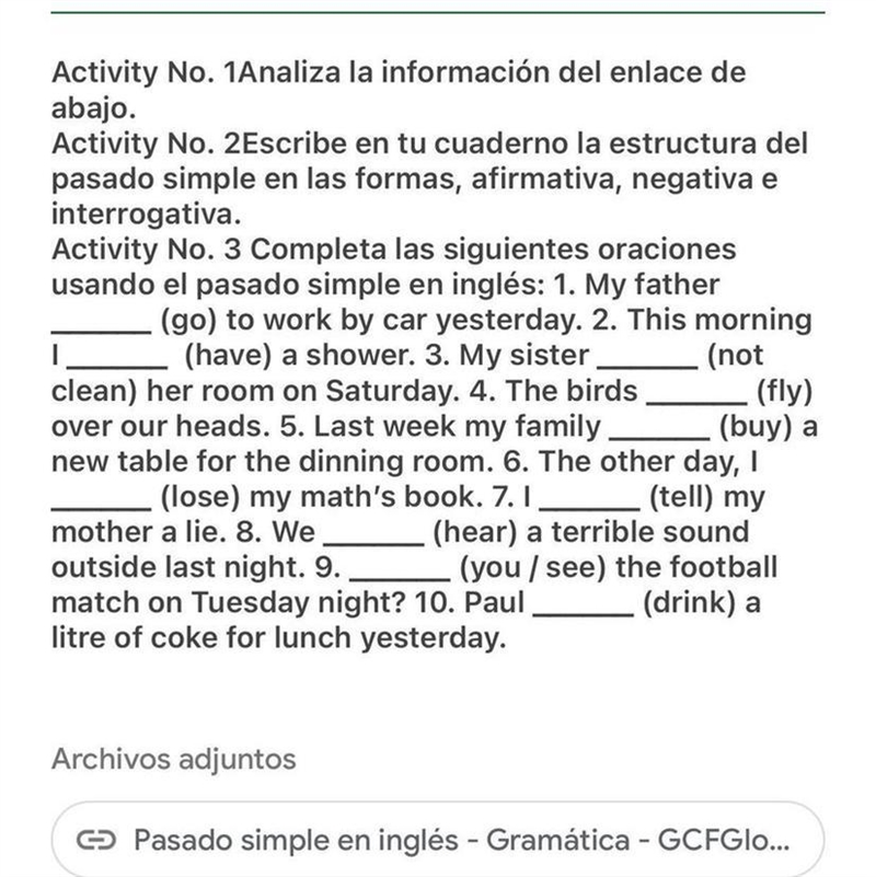 Escribe en tu cuaderno, la estructura del pasado simple en las formas , afirmativa-example-1