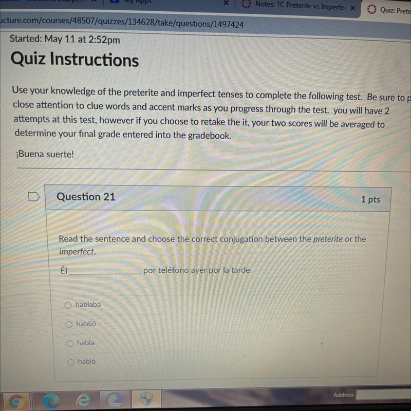 Question 21 1 pts Read the sentence and choose the correct conjugation between the-example-1