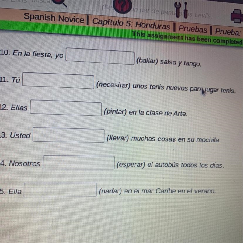 Conjugate the verbs in parentheses to present tense to complete the sentences (These-example-1