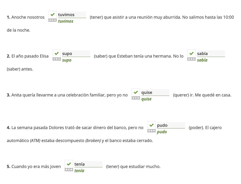 Remember that certain verbs take different meaning when they are in the preterite-example-1