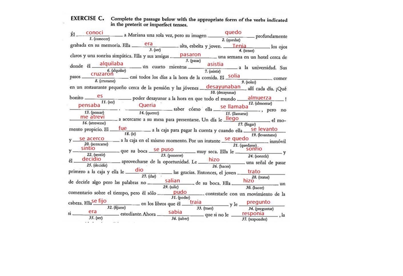 Answer these questions below using either Preterite or imperfect tense. And there-example-1