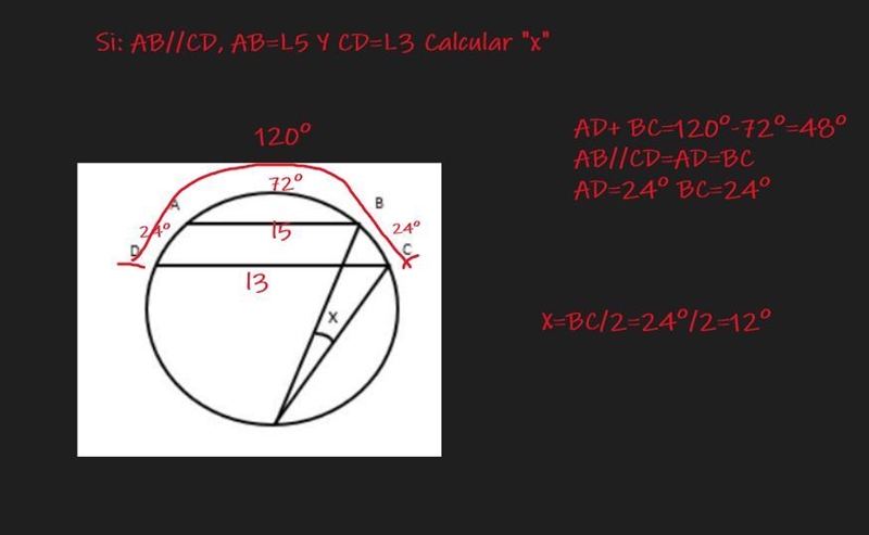 Si: AB//CD, AB=L5 Y CD=L3 Calcular "x"-example-1