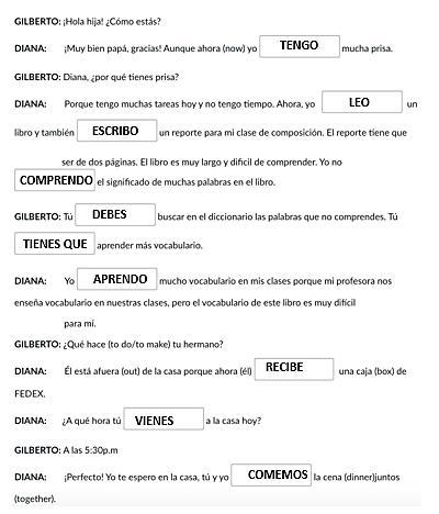 Complete the dialogue with the verbs from the table. DO NOT forget to conjugate the-example-1