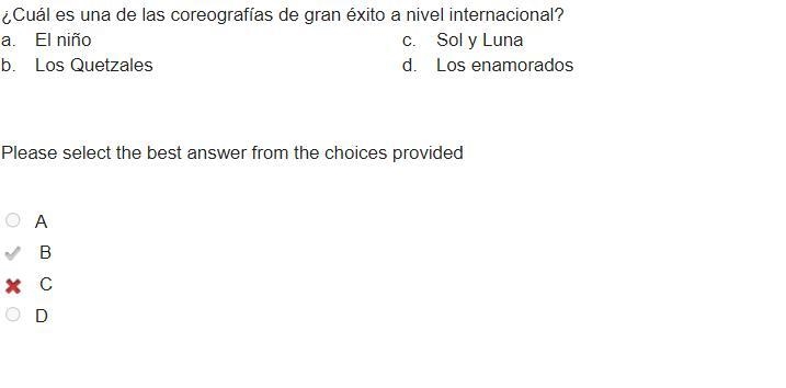 ¿Cuál es una de las coreografías de gran éxito a nivel internacional? a. El niño C-example-1