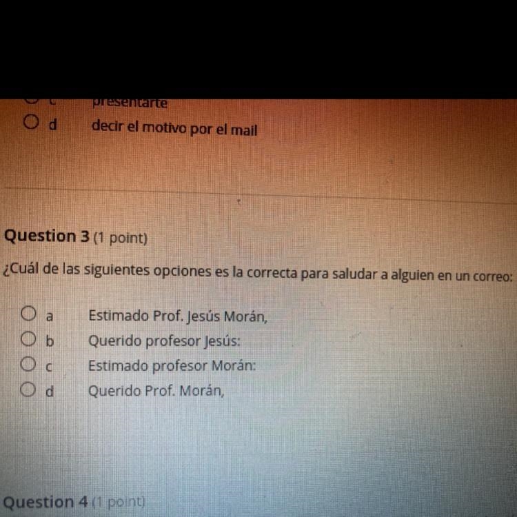 ¿Cuál de las siguientes opciones es la correcta para saludar a alguien en un correo-example-1