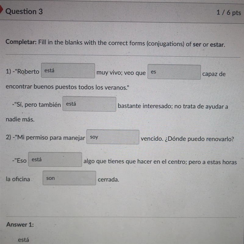 Please help I dont know if these are correct or not. Fill in the blanks with the correct-example-1