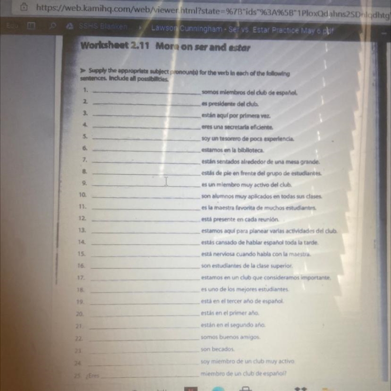 Worksheet 2.11 more on ser and estar-example-1