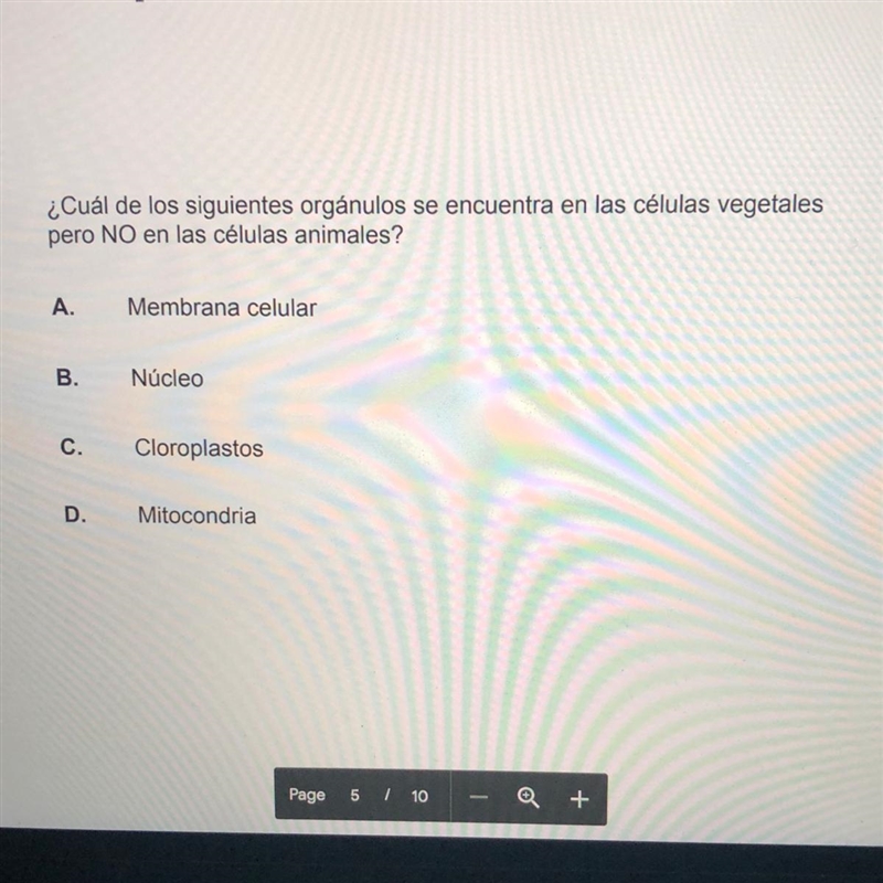 ¿Cuál de los siguientes orgánulos se encuentra en las células vegetales pero NO en-example-1