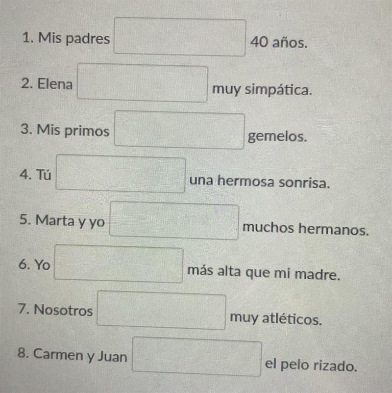 PLEASE HELPPP!!!! write the correct form of tener and ser-example-1