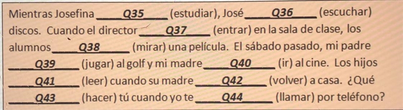 Complete with the imperfect or the past tense for questions 35 through 44, type the-example-1