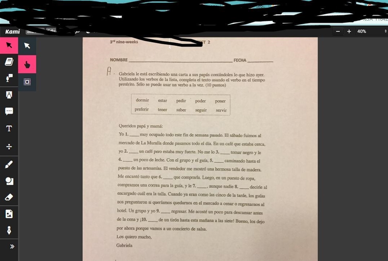 PLEASE CAN ANYONE HELP ME WITH THIS SPANISH TEST. I'M LITERALLY CRYING. I HAVE A BAD-example-1