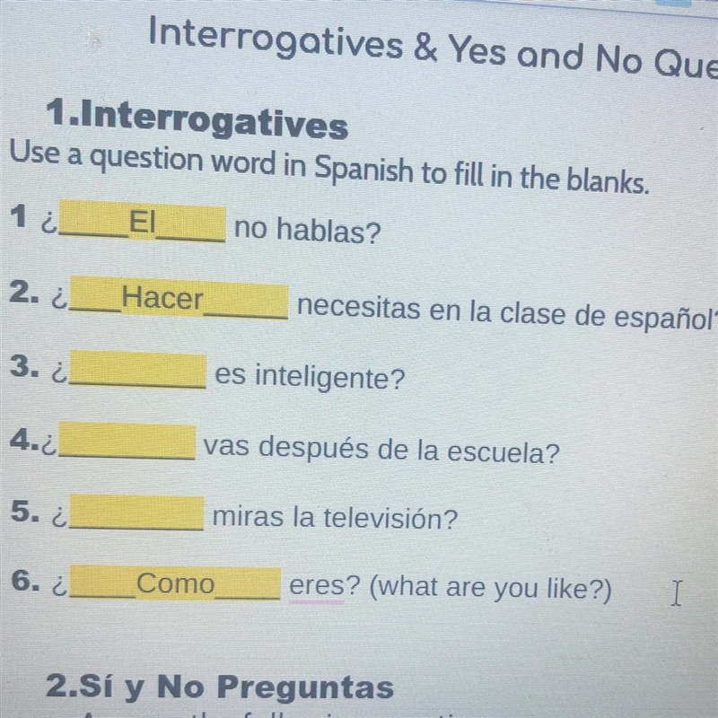 Hey can someone help me out with a little Spanish? I just need 3,4, and 5-example-1