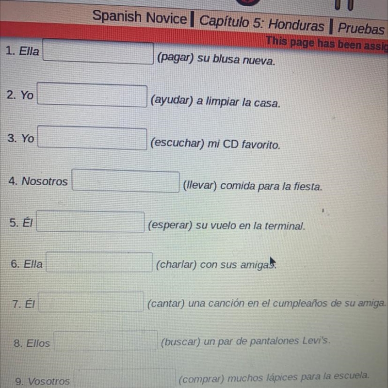 Conjugate the verbs in parentheses to present tense to complete the sentences-example-1