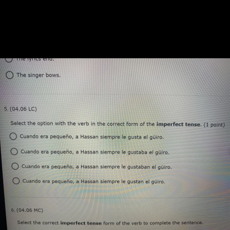 Select the option with the verb in the correct form of the imperfect tense.-example-1