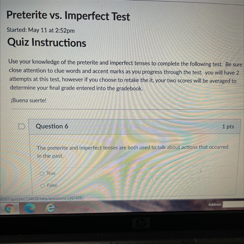 Question 6 1 pts The preterite and imperfect tenses are both used to talk about actions-example-1