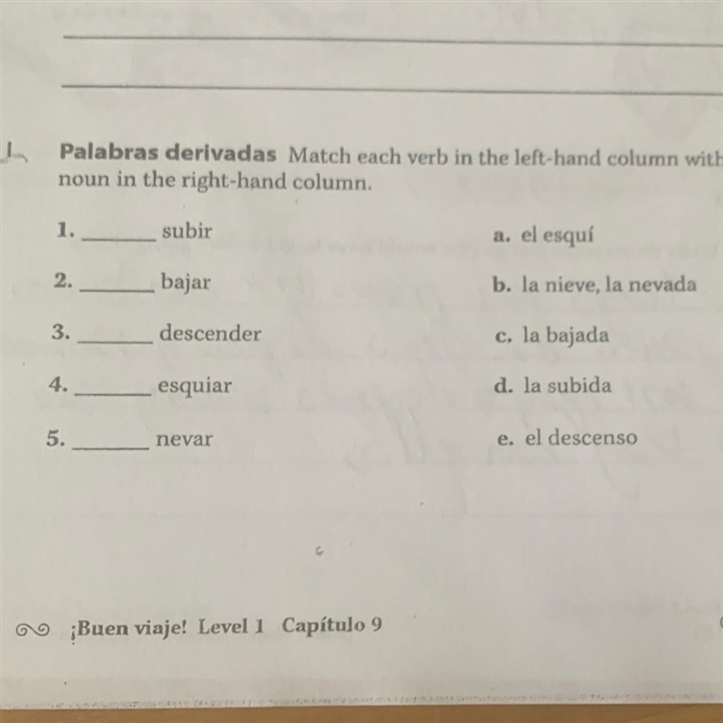 Palabras derivadas Match each verb in the left-hand column with the corresponding-example-1