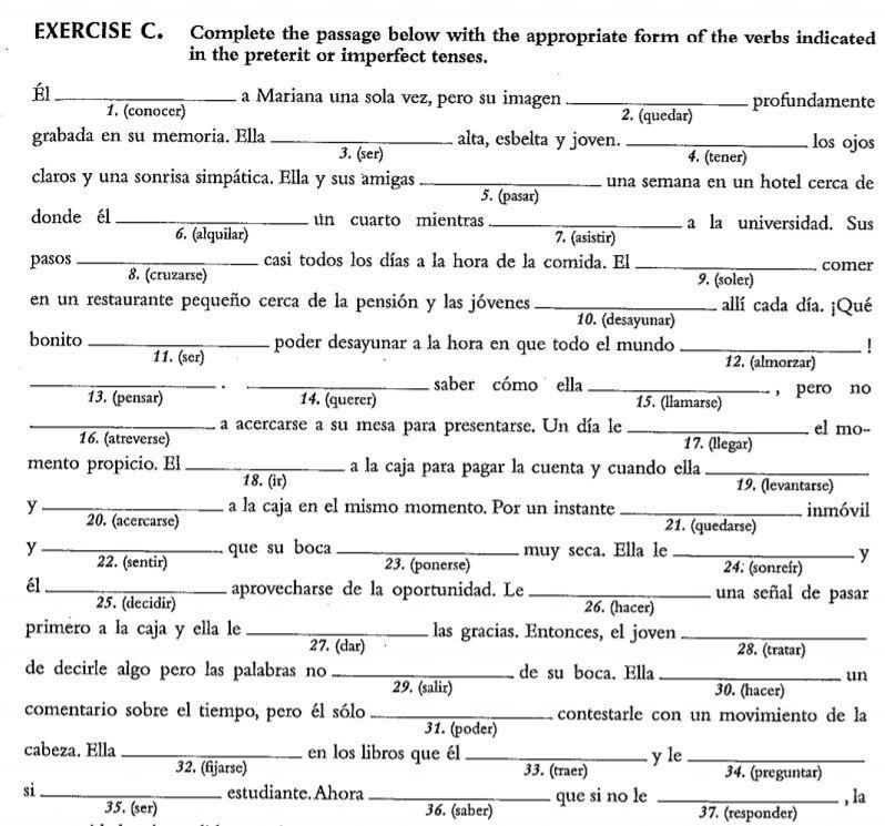 Answer these questions below using either Preterite or imperfect tense. And there-example-1