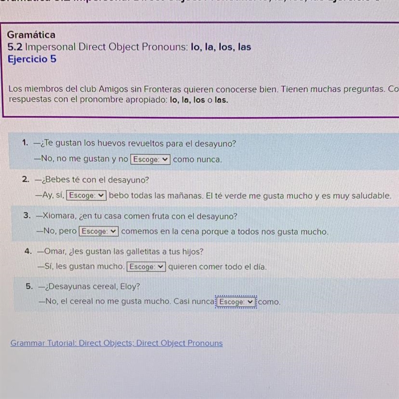 Options for each space is Lo La Los Las Please help!-example-1