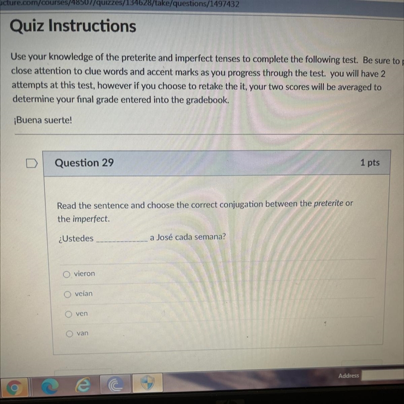 Question 29 1 pts Read the sentence and choose the correct conjugation between the-example-1