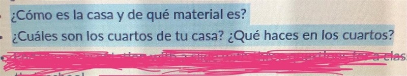 I need a sentence for each question in spanish-example-1