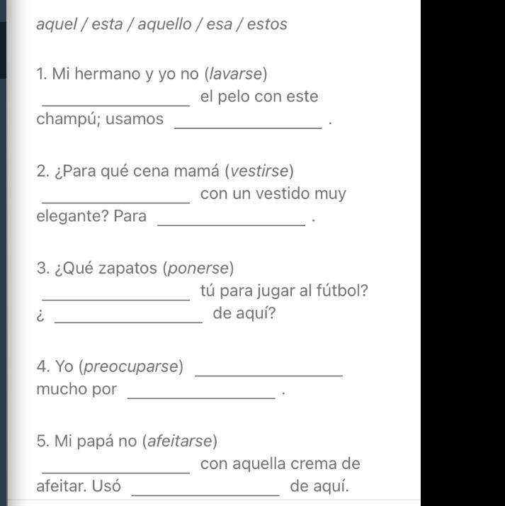 Completa cada oración con el pretérito del verbo entre paréntesis y con un pronombre-example-1