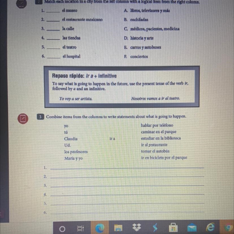 2 Match each location in a city from the left column with a logical item from the-example-1