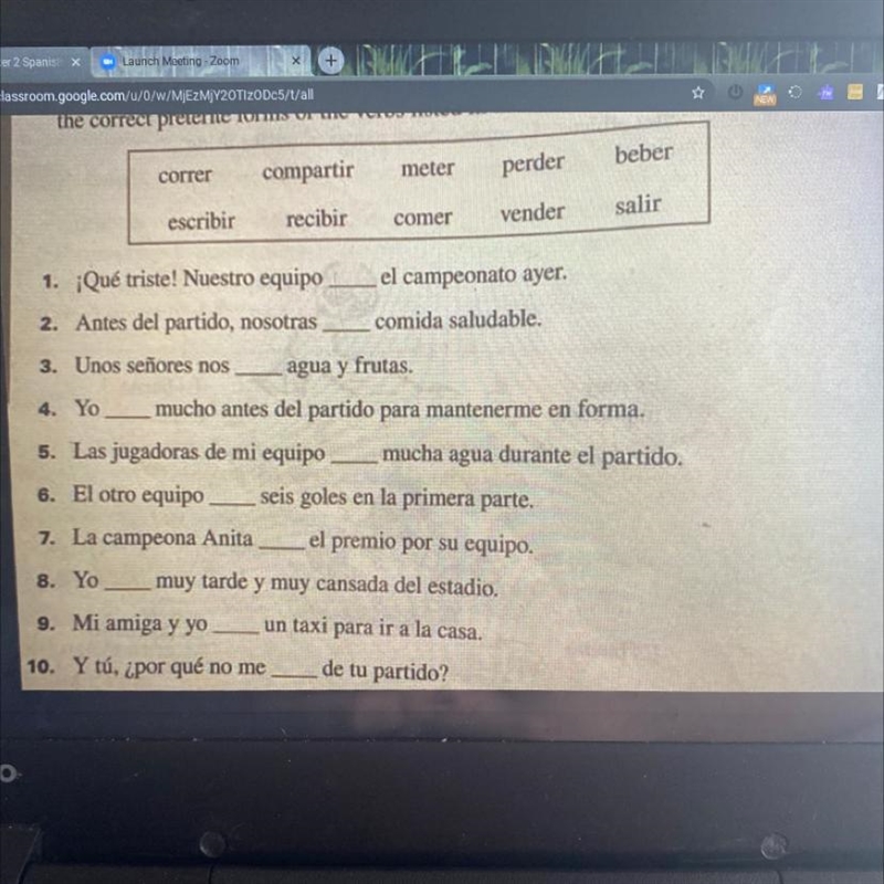 Fill in the blanks with the correct preterite forms of the verbs listed in the box-example-1