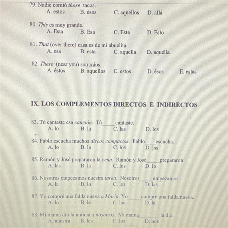 VIII. ADJETIVOS Y PRONOMBRES DEMOSTRATIVOS This complies to 79-82-example-1