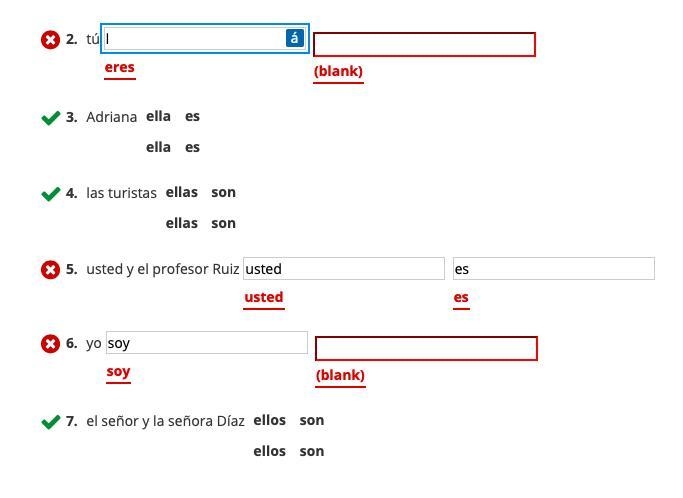 I need help ASAP . Im new to spanish and dont understand what im doing wrong :(-example-1