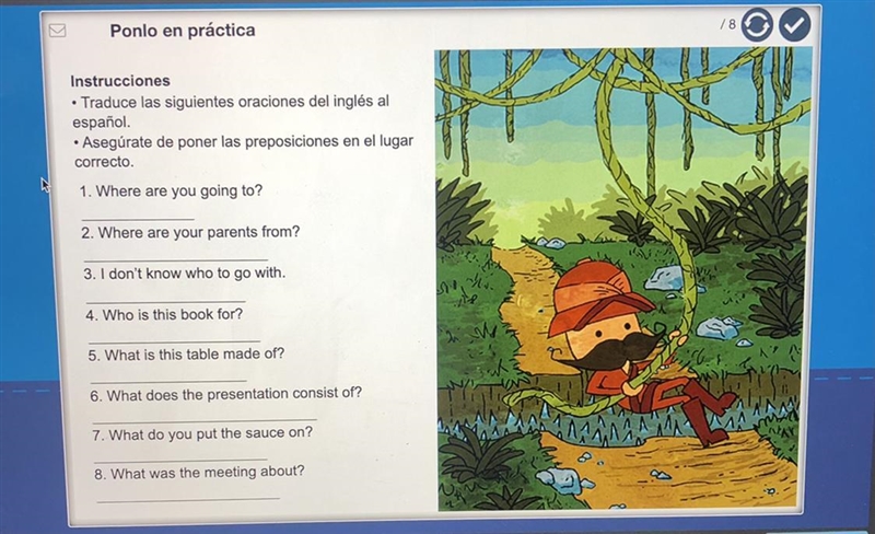 Ponlo en práctica Instrucciones • Traduce las siguientes oraciones del inglés al español-example-1