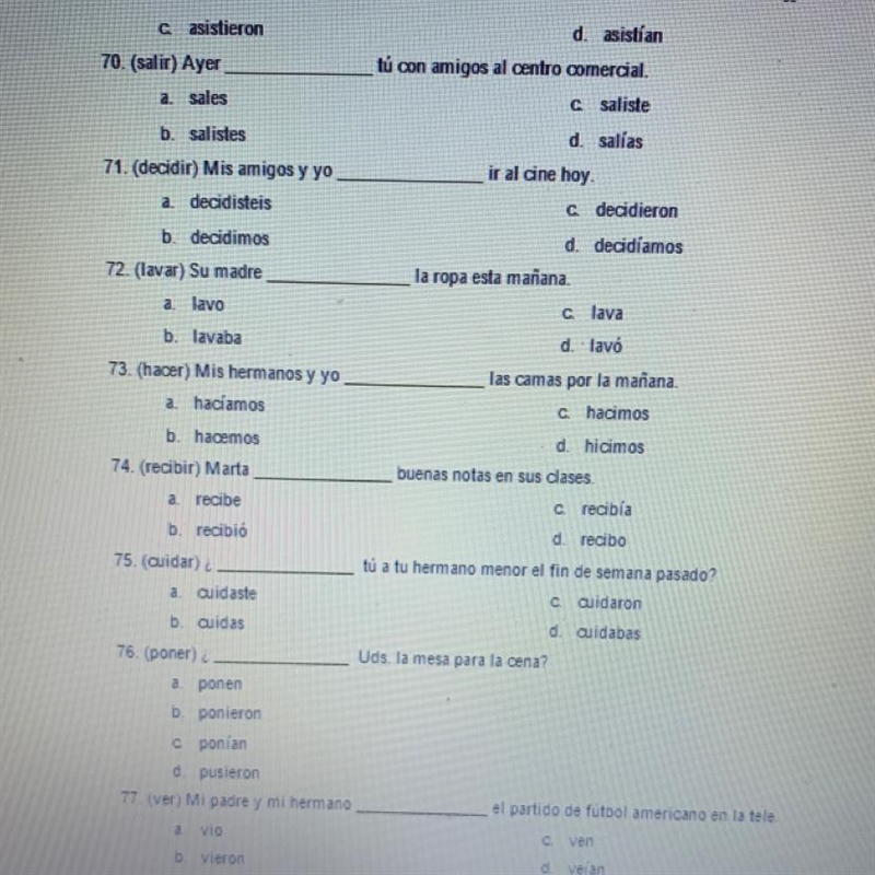 Help me Conjugate to preterite tense plzzz-example-1