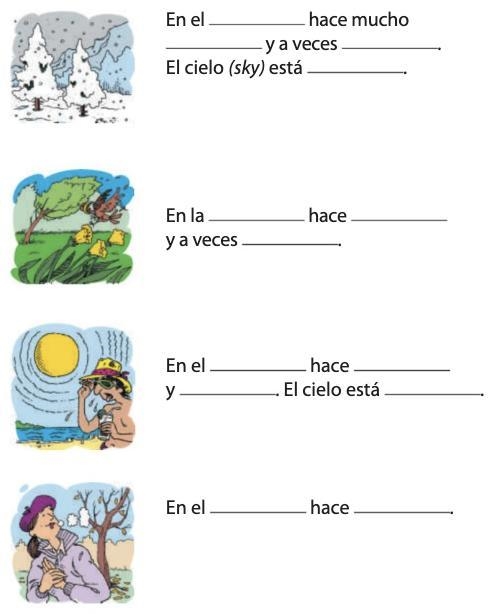 Look at the drawings and complete the statements. Then speak with a partner and indicate-example-1