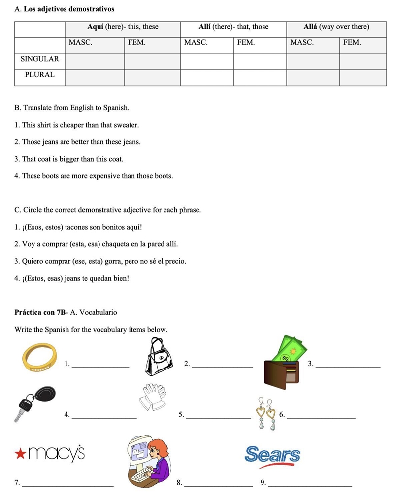 Can anyone help me with this Spanish sheet?-example-1