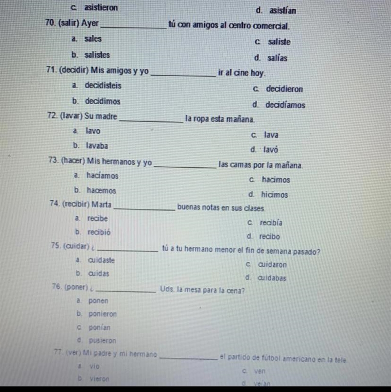 Help me Conjugate to preterite tense plzzz-example-1