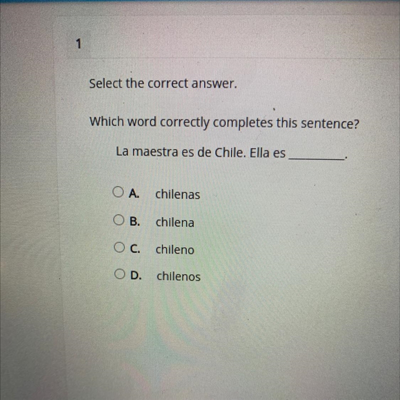 Which word correctly completes this sentence. SPANISH-example-1