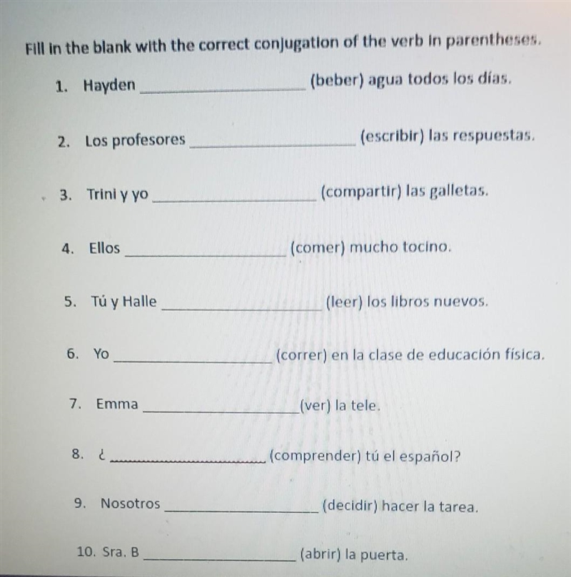 need answers to this spanish Conjugation. no website although i tried spanishdict-example-1