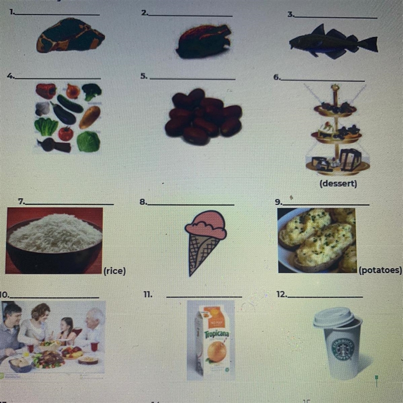 Label each food item below using the correct definite article. El, la, los, las-example-1