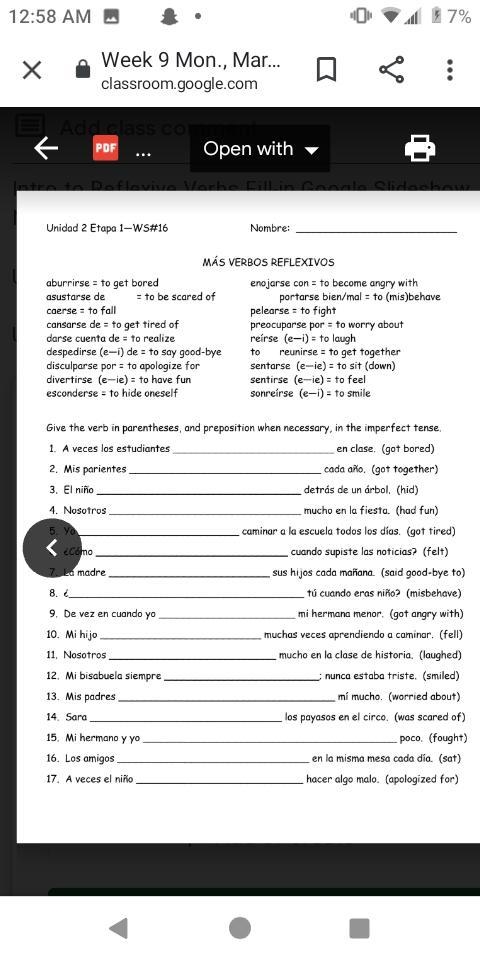 Please help with this spanish worksheet I really need help-example-1